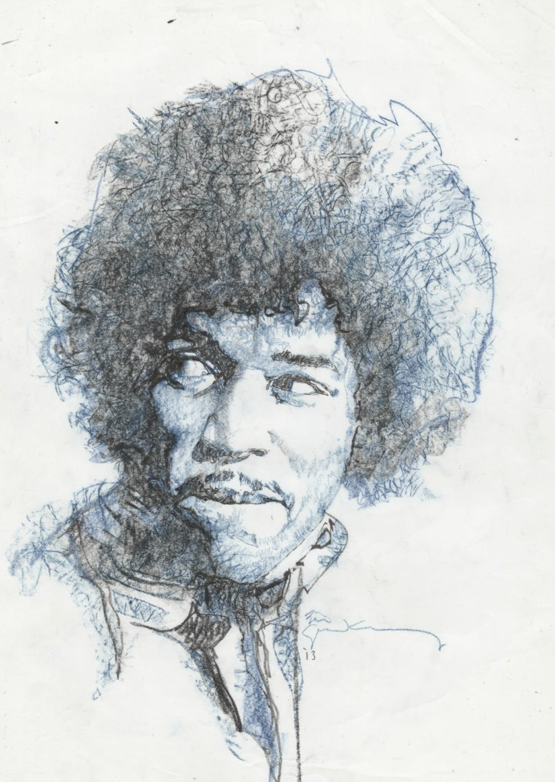Hendrix Portrait (Black and White) – Bill Sienkiewicz Art